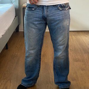 True Religion RICKY SUPER T STITCH STRAIGHT JEANS Size 34